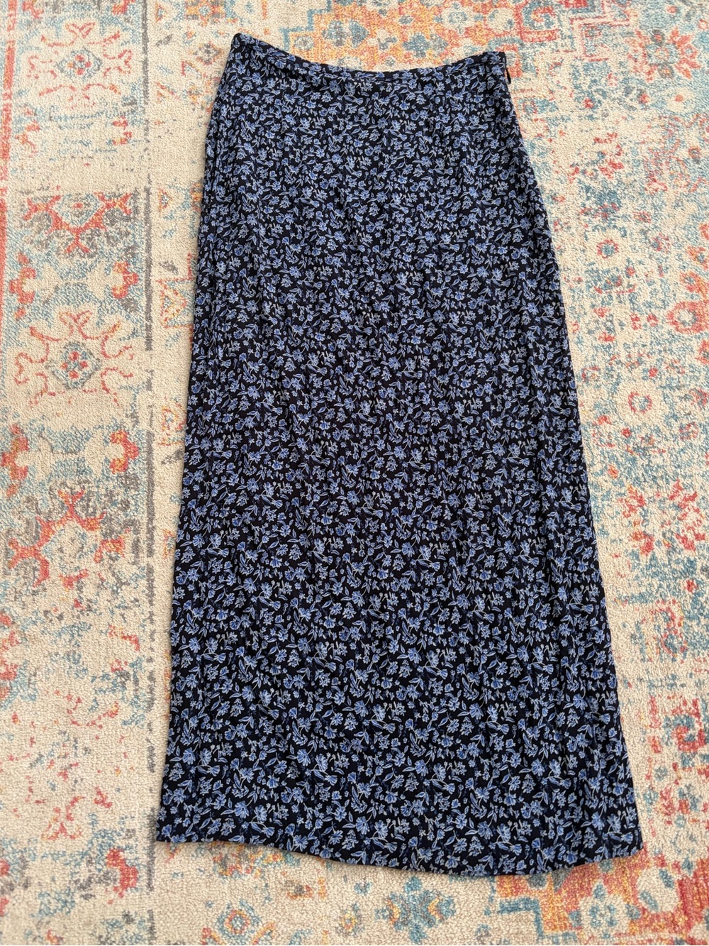 Old Navy blue floral midi skirt